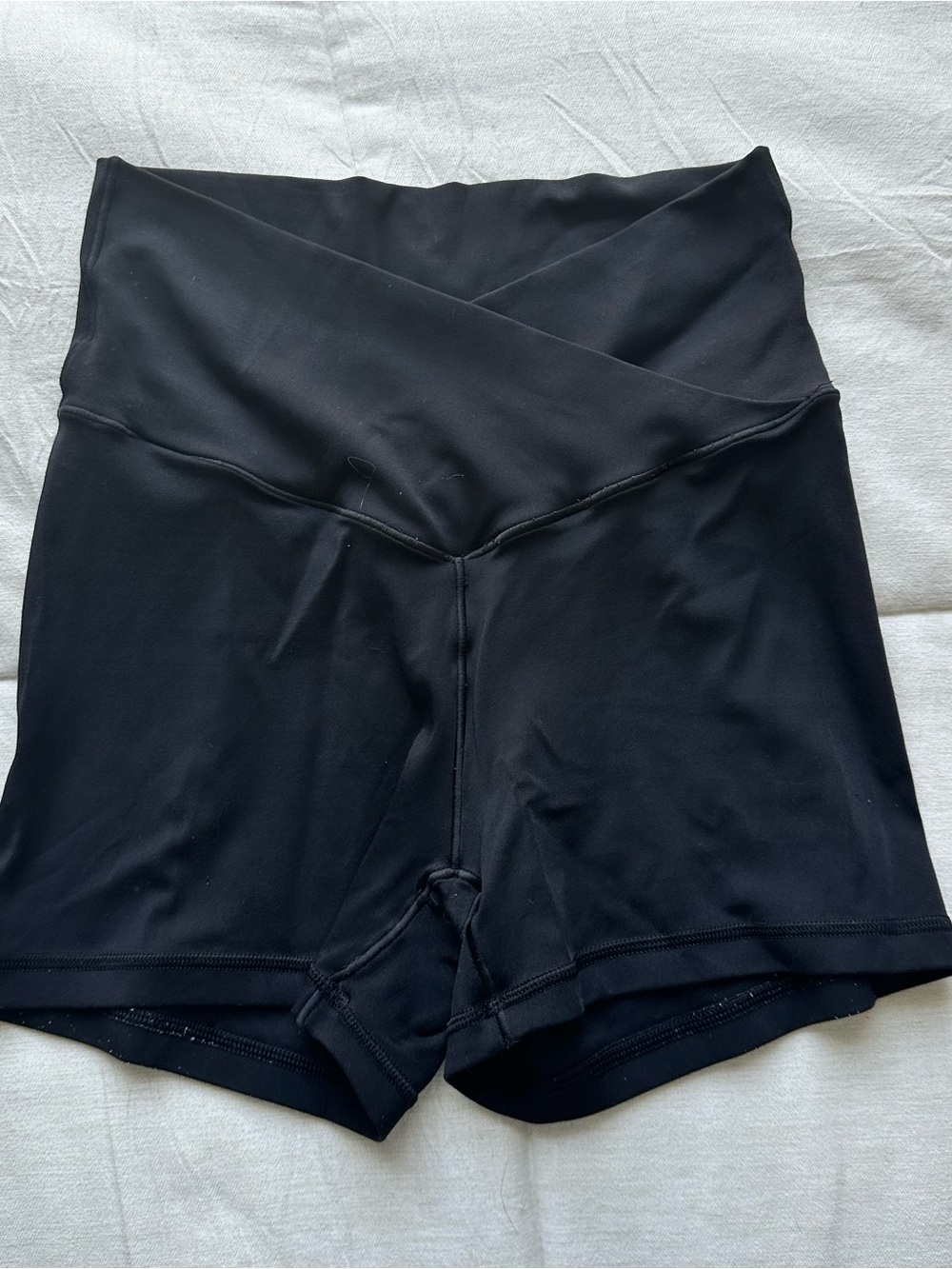 aerie Black High-Waist Crossover Bike Shorts